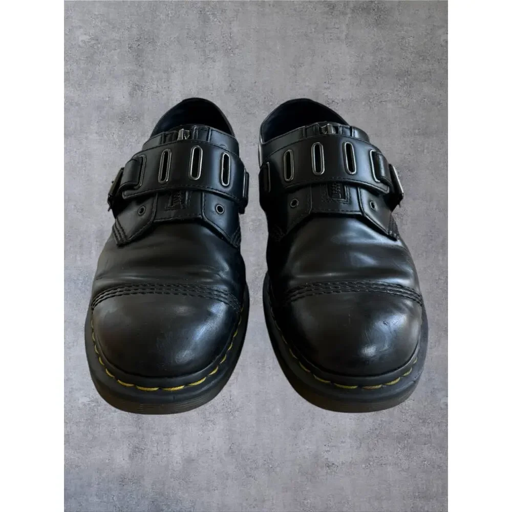 Dr. Martens 1461 Quynn Low Buckle Zip Black Leather Shoes Mens 12 Wmns 13 EU 46